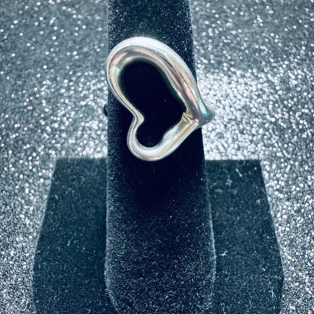 Tiffany & Co Elsa Peretti Open Heart Ring Sterling Silver 925 Size 5.5 US - Picture 9 of 9